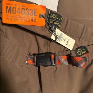 L.L. Bean X Todd Snyder Olive Brown Climbing Pants with Red Checkered Belt